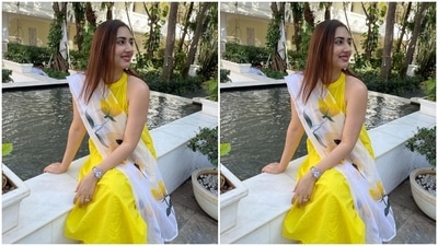 Disha and Rahul, who tied the knot last year, love vacationing. Before the Udaipur trip, the couple went to Kashmir for a winter holiday and posted several pictures of themselves enjoying the snow. While Disha chose an elegant and minimal yellow suit set, Rahul opted for a pristine white kurta set for the Udaipur photoshoot. (Instagram/@dishaparmar) Disha and Rahul, who tied the knot last year, love vacationing. Before the Udaipur trip, the couple went to Kashmir for a winter holiday and posted several pictures of themselves enjoying the snow. While Disha chose an elegant and minimal yellow suit set, Rahul opted for a pristine white kurta set for the Udaipur photoshoot. (Instagram/@dishaparmar)