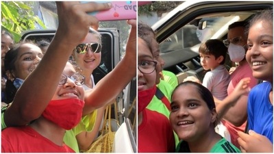 Kareena Kapoor, Saif Ali Khan and Taimur Ali Khan in Mumbai.