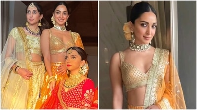Kiara Advani in orange lehenga and bralette becomes a gorgeous bridesmaid for Ishita Advani's wedding: Pics and video Kiara Advani in orange lehenga and bralette becomes a gorgeous bridesmaid for Ishita Advani's wedding: Pics and video