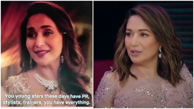 Madhuri Dixit's line roasting young actors is being shared online. Madhuri Dixit's line roasting young actors is being shared online.
