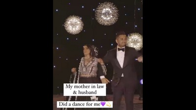 Screengrab from the video where the mother-in-law and groom dance to Saif Ali Khan's Woh Ladki Hai Kahan. (instagram/@just.jully) Screengrab from the video where the mother-in-law and groom dance to Saif Ali Khan's Woh Ladki Hai Kahan. (instagram/@just.jully)