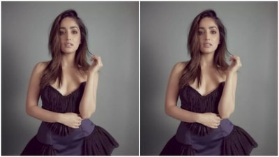Yami's off-shoulder short dress came with frill details near to the legs on both sides. (Instagram/@yamigautam)