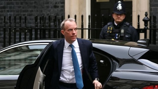 British Deputy Prime Minister Dominic Raab gets out of a car at Downing Street, in London, Britain,&nbsp;(REUTERS)