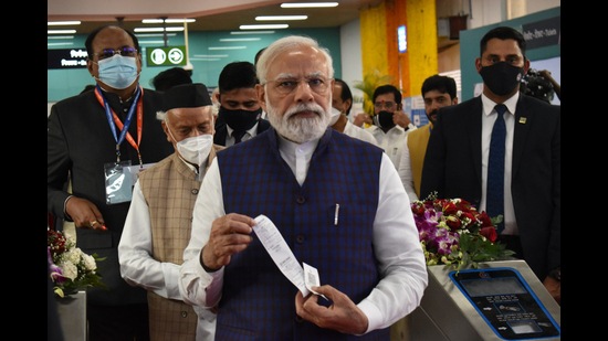 This is Modi’s first visit after he indicated in the Parliament that Maharashtra was a superspreader during the first wave of Covid-19 in 2020. (HT PHOTO)