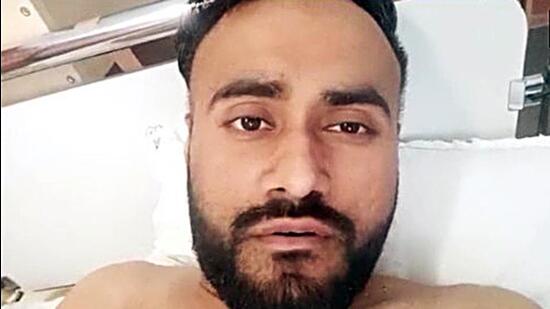 Harjot Singh, an Indian national who sustained multiple bullet injuries in war-torn Ukraine, at a hospital, in Kyiv on Friday. (ANI) Harjot Singh, an Indian national who sustained multiple bullet injuries in war-torn Ukraine, at a hospital, in Kyiv on Friday. (ANI)