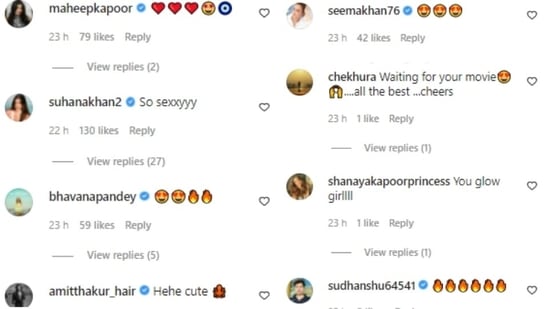 Comments on Shanaya Kapoor's post.&nbsp;