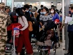 Indian nationals arrive after being evacuated from war-torn Ukraine under Operation Ganga at IGI Terminal 3 Airport, in New Delhi. (ANI Photo)(Ayush Sharma) Indian nationals arrive after being evacuated from war-torn Ukraine under Operation Ganga at IGI Terminal 3 Airport, in New Delhi. (ANI Photo)(Ayush Sharma)