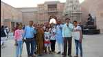 People visit Kashi Vishwanath temple after casting their votes in Varanasi on Monday. (HT PHOTO)