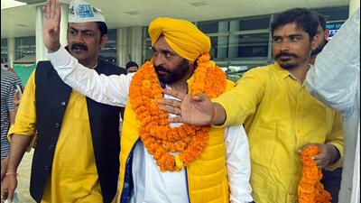 Delhi-based Aam Aadmi Party had projected Bhagwant Mann, the state unit chief of AAP, as its chief ministerial face in the run-up to the Punjab assembly polls. (ANI PHOTO.)