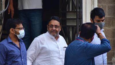 NCP leader and Maharashtra Minister Nawab Malik being taken to the Sessions Court from ED Office, in Mumbai on Monday. (Bhushan Koyande/ HT Photo)