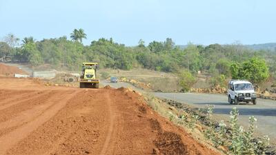 Ratangiri, India - April 16, 2019: Quadrupling of Mumbai Goa highway at Sindhudurg - Ratangiri, India, on Tuesday, April 16, 2019. (Photo by Anshuman Poyrekar/Hindustan Times) (Anshuman Poyrekar/HT PHOTO)