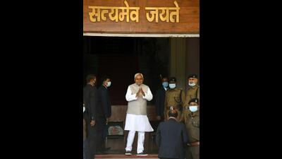 Bihar chief minister Nitish Kumar on his way to attend the budget session on Monday. (Santosh Kumar/HT Photo) Bihar chief minister Nitish Kumar on his way to attend the budget session on Monday. (Santosh Kumar/HT Photo)