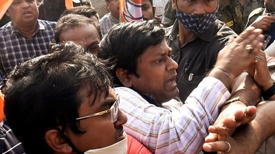File photo of West Bengal Bharatiya Janata Party (BJP) chief Sukanta Majumdar during the party's 12-hour Statewide Bandh as part of a protest against Trinamool Congress (TMC). (ANI Photo) File photo of West Bengal Bharatiya Janata Party (BJP) chief Sukanta Majumdar during the party's 12-hour Statewide Bandh as part of a protest against Trinamool Congress (TMC). (ANI Photo)