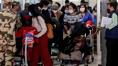 Indian nationals arrive after being evacuated from war-torn Ukraine under Operation Ganga at IGI Terminal 3 Airport, in New Delhi. (ANI Photo) (Ayush Sharma) Indian nationals arrive after being evacuated from war-torn Ukraine under Operation Ganga at IGI Terminal 3 Airport, in New Delhi. (ANI Photo) (Ayush Sharma)