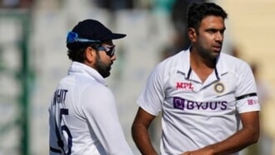 India's Ravichandran Ashwin with skipper Rohit Sharma (AP) India's Ravichandran Ashwin with skipper Rohit Sharma (AP)