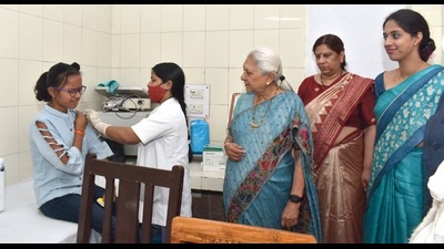 A girl being administered a dose of the HPV vaccine (HT Photo)