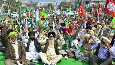 Kisan leaders protesting central government’s move amending BBMB rules near DC office in Ludhiana. Kisan leaders protesting central government’s move amending BBMB rules near DC office in Ludhiana.