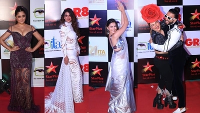 Rashami Desai, Nia Sharma, Alia Bhatt, Rakhi Sawant, Ranveer Singh at ITA awards. (Varinder Chawla) Rashami Desai, Nia Sharma, Alia Bhatt, Rakhi Sawant, Ranveer Singh at ITA awards. (Varinder Chawla)
