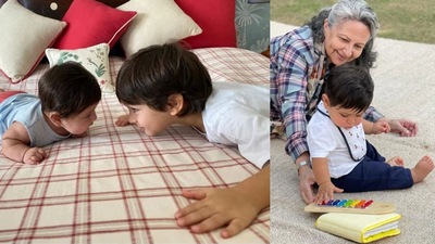 Jehangir Ali Khan with brother Taimur Ali Khan and grandmother Sharmila Tagore. Jehangir Ali Khan with brother Taimur Ali Khan and grandmother Sharmila Tagore. 