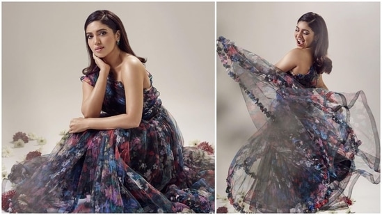 Bhumi Pednekar is excited about spring and her latest Instagram pictures in a black organza floral dress say it all. She recently took to her Instagram handle to share a slew of pictures of herself posing in the outfit.(Instagram/@bhumipednekar)