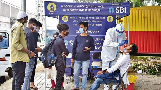 Of the new Covid cases, 97 were from Bengaluru Urban, while there were 169 discharges were the city, there were 3 deaths, the bulletin said. (Agencies File) Of the new Covid cases, 97 were from Bengaluru Urban, while there were 169 discharges were the city, there were 3 deaths, the bulletin said. (Agencies File)