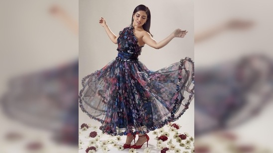 Bhumi Pednekar played with her dress for the photographer to capture her looking her best.(Instagram/@bhumipednekar)