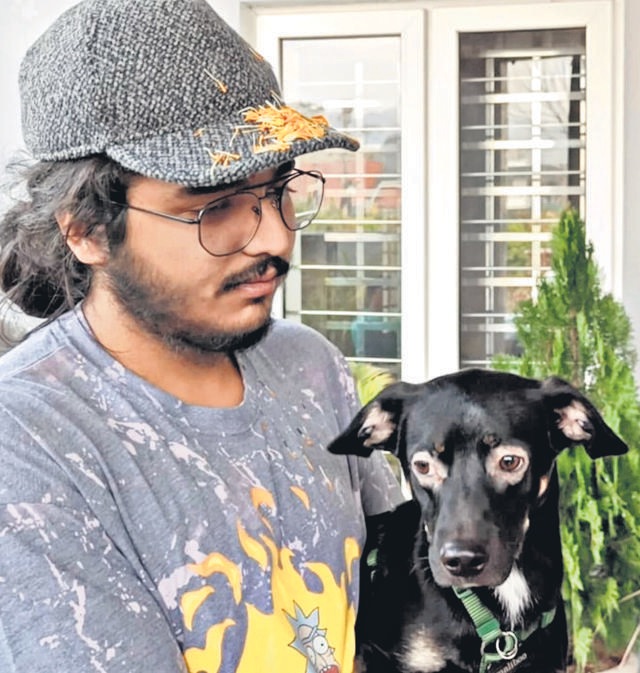 Rishabh Kaushik’s joy knew no bounds when he arrived with his dog, Maliboo, at the Hindon Air Force Station in Ghaziabad last Friday. Rishabh Kaushik’s joy knew no bounds when he arrived with his dog, Maliboo, at the Hindon Air Force Station in Ghaziabad last Friday.