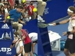 Alexander Zverev smashes his racquet repeatedly on the umpire's chair(Screengrab)