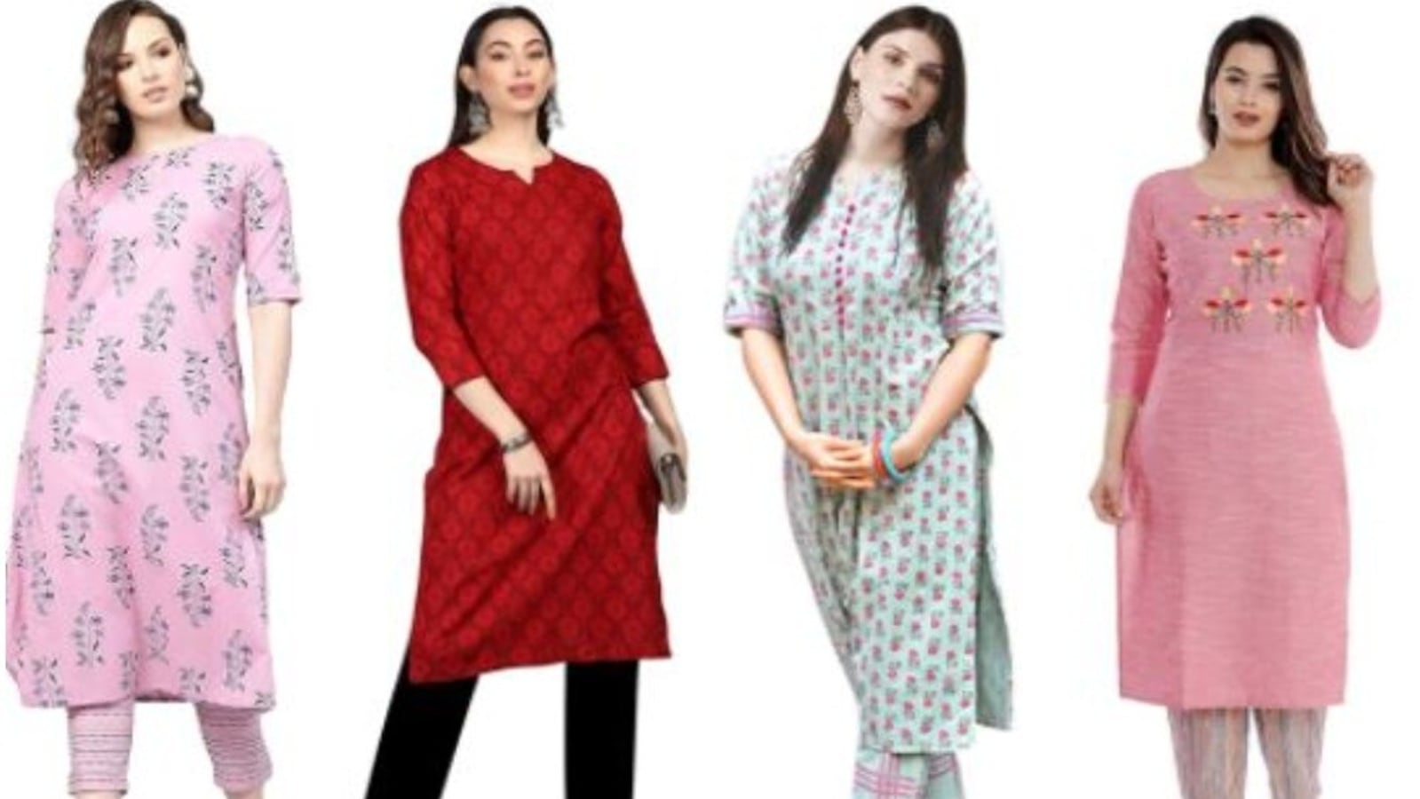 Buy Clickedia Womens Fully Stitched Cotton Straight Cut Kurti with Pants  and Dupatta with bird contrast embroidery and scalping Jaipuri Salwar Suit  Online at Best Prices in India - JioMart.