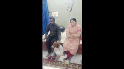 Arpita Kushwaha’s worried parents. (HT)