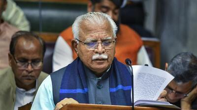 Haryana chief minister Manohar Lal Khattar presents the state budget 2022-23 at Vidhan Sabha, in Chandigarh, Tuesday. (PTI) Haryana chief minister Manohar Lal Khattar presents the state budget 2022-23 at Vidhan Sabha, in Chandigarh, Tuesday. (PTI)