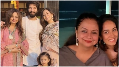 Shahid Kapoor with wife Mira Rajput and Neliima Azeem. Shahid Kapoor with wife Mira Rajput and Neliima Azeem.