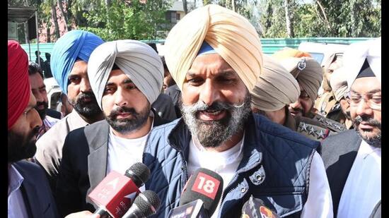 SAD leader Bikram Singh Majithia outside a Mohali Court.