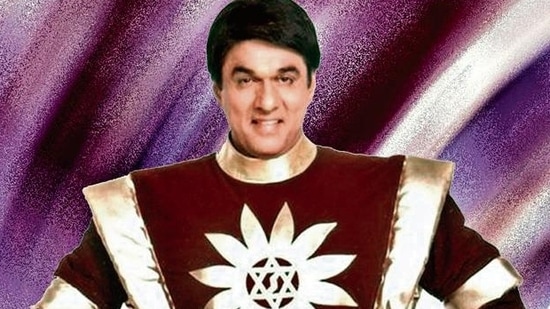 A still from the show Shaktimaan in which Mukesh Khanna played the superhero.