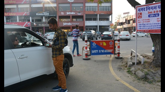 Parking fee is charged in Panchkula’s five sectors – 8, 9, 10, 14 and 20. (HT File Photo)