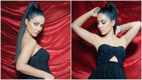 Hina Khan is 'Just Queenin' in black bustier and pants with bold make-up for new pics: Don't miss the hair flip