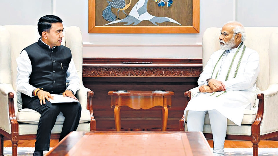 Goa CM Pramod Sawant called on Prime Minister Narendra Modi, in New Delhi on Tuesday. (ANI Photo) Goa CM Pramod Sawant called on Prime Minister Narendra Modi, in New Delhi on Tuesday. (ANI Photo)