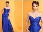 Kangana Ranaut is currently the host of the show Lock Upp which airs on ALTBalaji and MXPlayer. For the first judgement day episode, the actor opted for a bold yet sensuous look. She wore a long royal blue dress by a clothing line from Lebanon titled Ziad Germanos.(Instagram/@ziadgermanosworld)