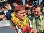 Uttarakhand Chief Minister Pushkar Singh Dhami arrives at the BJP office after the election, (PTI Photo) Uttarakhand Chief Minister Pushkar Singh Dhami arrives at the BJP office after the election, (PTI Photo)