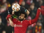 Inter Milan's Ivan Perisic in action with Liverpool's Mohamed Salah.
