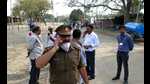 Tight security in and around Mundera Mandi premises in Prayagraj on Wednesday (HT photo)
