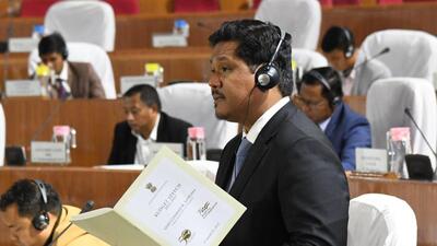 Meghalaya chief minister Conrad K Sangma presented the state’s budget for the financial year 2022-23 in the legislative assembly on Wednesday. (Twitter/SangmaConrad)