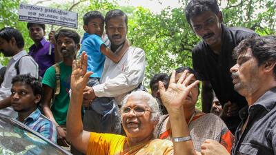 An undated photo of Arputhammal, the mother of AG Perarivalan, one of the convicts in the Rajiv Gandhi assassination case. She has flown across the country to meet every political leader under the sun, to help in the release of her son. (PTI) An undated photo of Arputhammal, the mother of AG Perarivalan, one of the convicts in the Rajiv Gandhi assassination case. She has flown across the country to meet every political leader under the sun, to help in the release of her son. (PTI)