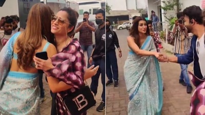 Bollywood actor Kriti Sanon met television actor Ankita Lokhande and her husband Vicky Jain.