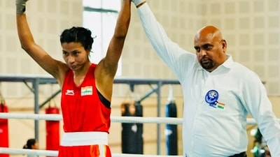 Lovlina Borgohain after his win. (BFI) Lovlina Borgohain after his win. (BFI)