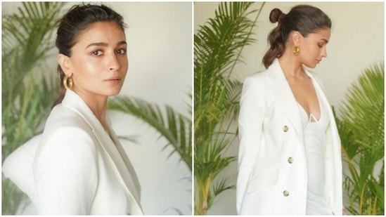 Alia Bhatt is currently basking in the success of her recently-released film Gangubai Kathiawadi. The actor, who is receiving lot of appreciation from critics and audience alike for her portrayal of the titular character, is on a spree of sharing pictures in white attires on Instagram. A day back, Alia dropped yet another set of pictures of herself in a white co-ord set and it is setting major fashion goals for us.(Instagram/@aliabhatt)