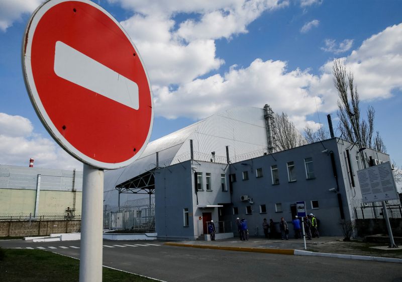 FILE PHOTO: A general view shows a New Safe Confinement (NSC) structure over the old sarcophagus covering the damaged fourth reactor at the Chernobyl nuclear power plant, in Chernobyl, Ukraine April 20, 2018.  REUTERS/Gleb Garanich/File Photo (REUTERS)