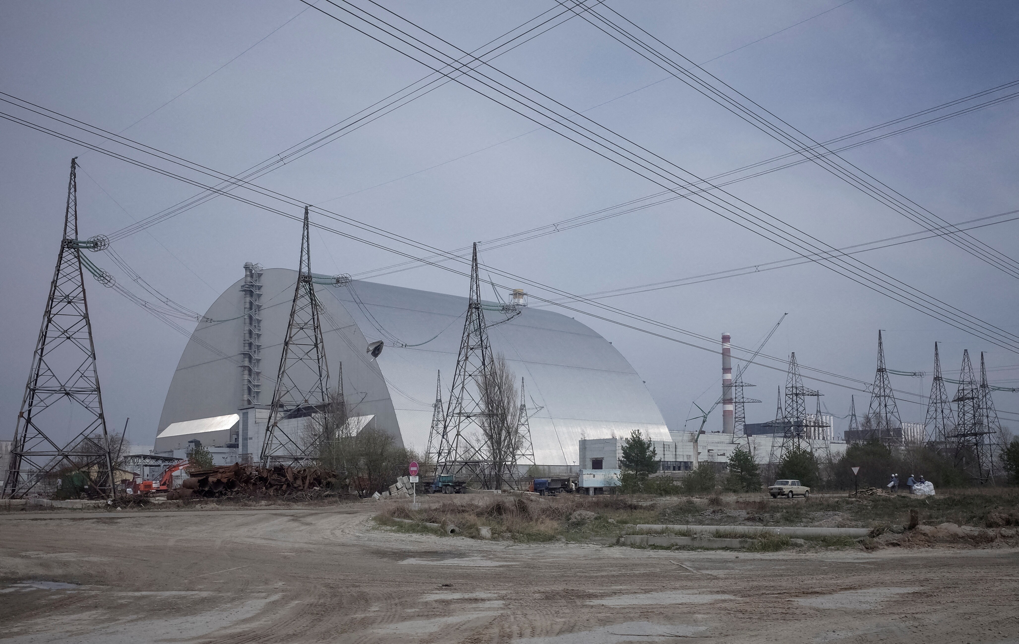 A general view shows a New Safe Confinement (NSC) structure over the old sarcophagus covering the damaged fourth reactor at the Chernobyl nuclear power plant, in Chernobyl, Ukraine. (REUTERS/Gleb Garanich/File Photo)