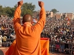 Chief minister Yogi Adityanath addressing a gathering. (HT PHOTO)