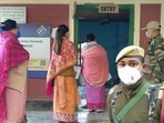 Voters outside a polling booth in Manipur. (PTI) Voters outside a polling booth in Manipur. (PTI)